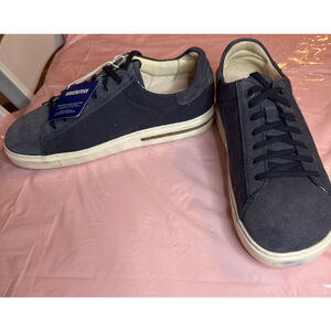 Mens Birkenstock Navy Suede Sneakers with Cream Soles